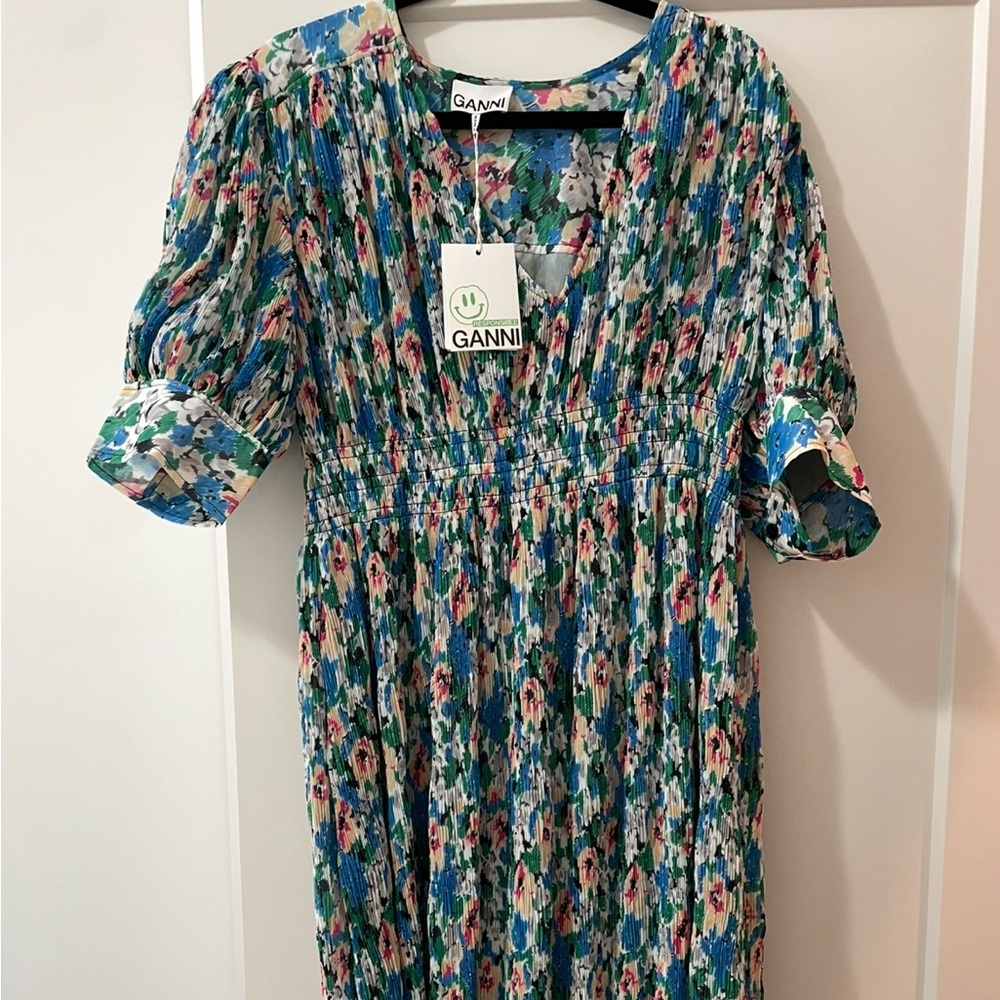 Ganni Multicolor Floral Midi Dress